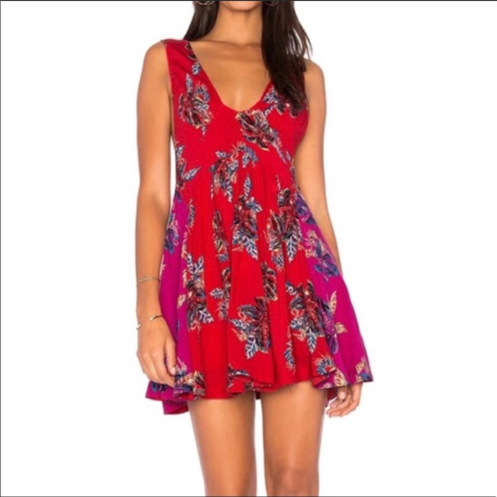 Free people cherry combo short dress NWT